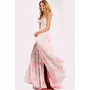 JOVANI 44518A Floral Pleated Chiffon Princess Cut Evening Dress