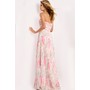 JOVANI 44518A Floral Pleated Chiffon Princess Cut Evening Dress