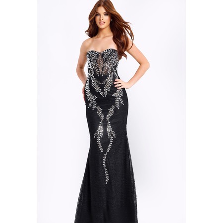 JOVANI 49658A Allover Lace Bare Shoulder Gown With Beading