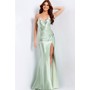 JOVANI 47864A Sweetheart High Slit Lustrous Formal Evening Gown
